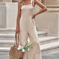 Tie-Shoulder Smocked Tiered Jumpsuit