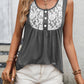 Lace Contrast Scoop Neck Tank