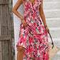 Ruffled Smocked Printed Sleeveless Dress