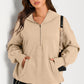 Pocketed Half Zip Long Sleeve Hoodie