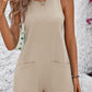 Round Neck Sleeveless Front Pocket Romper