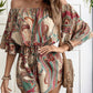 Printed Off Shoulder Half Sleeve Romper