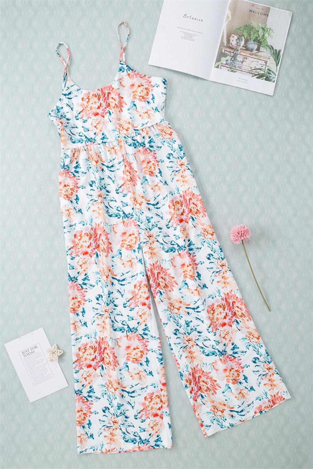 Printed Scoop Neck Wide Leg Jumpsuit