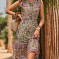 Printed Tie Neck Sleeveless Dress