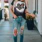 MAMA Leopard Heart Graphic Short Sleeve Tee