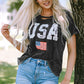 USA Cutout Round Neck Short Sleeve T-Shirt