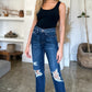 Judy Blue Full Size High Waist Rigid Magic Heavy Destroy Straight Jeans