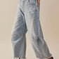 Raw Hem Wide Leg Jeans with Pockets