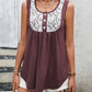 Lace Contrast Scoop Neck Tank