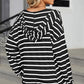 Drawstring Striped Long Sleeve Hoodie