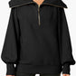 Pocketed Quarter Zip Collared Neck Sweatshirt