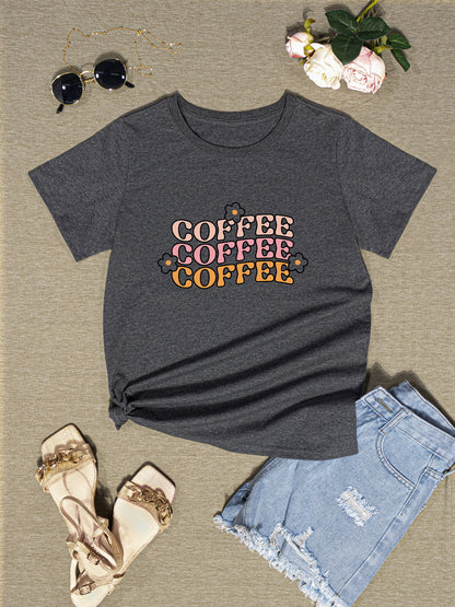 COFFEE Round Neck Short Sleeve T-Shirt