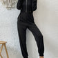 Zip Up Elastic Waist Hooded Jogger Jumpsuit