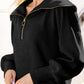 Pocketed Quarter Zip Collared Neck Sweatshirt