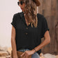 Half Button Hooded Short Sleeve Blouse