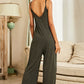 Scoop Neck Spaghetti Strap Jumpsuit with Pockets