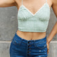 Leto Gingham Daisy Trim Smocked Bustier in Sage