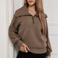 Pocketed Quarter Zip Collared Neck Sweatshirt