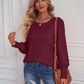 Round Neck Lantern Sleeve Blouse