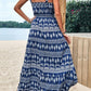 Printed Square Neck Sleeveless Maxi Dress