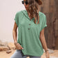 Half Button Hooded Short Sleeve Blouse