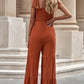 Tie-Shoulder Smocked Tiered Jumpsuit