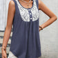 Lace Contrast Scoop Neck Tank