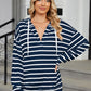 Drawstring Striped Long Sleeve Hoodie