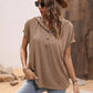 Half Button Hooded Short Sleeve Blouse