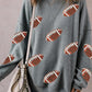 Sequin Football Round Neck Long Sleeve Sweatshirt