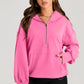 Pocketed Half Zip Long Sleeve Hoodie