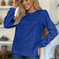 FAM-FAM Textured Round Neck Long Sleeve Sweatshirt