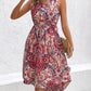 Tied Printed V-Neck Sleeveless Dress