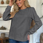 FAM-FAM Textured Round Neck Long Sleeve Sweatshirt