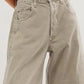 Raw Hem Wide Leg Jeans with Pockets