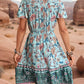 Printed V-Neck Flutter Sleeve Dress