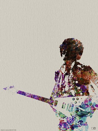 Hendrix with Guitar Watercolor by Naxart